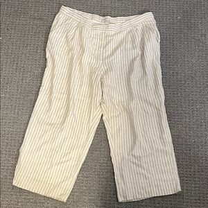 Striped Cream women’s linen pants curve love cream stripe